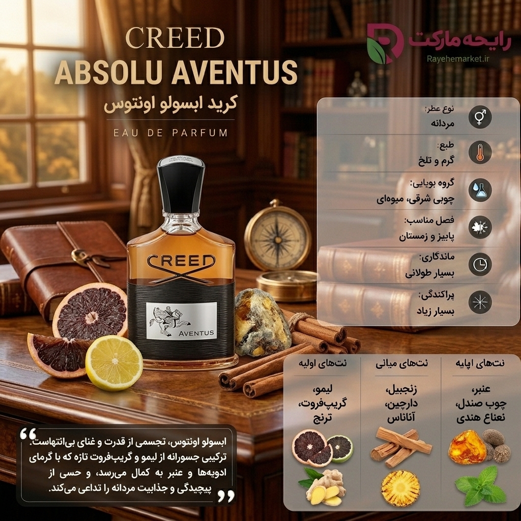سفارش اسانس گرمی کرید اونتوس ابسولو اصل (Creed Aventus Absolu) اورجینال | رایحه مارکت